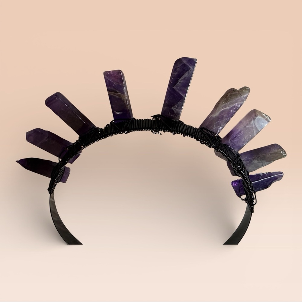 Amethyst Stone and Black Wire Headband - Picture 5 of 12